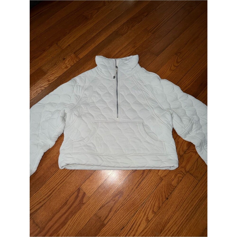 Lululemon Oatmeal Quilted Oversized Scuba Half Zip Funnel Neck size XS/s
